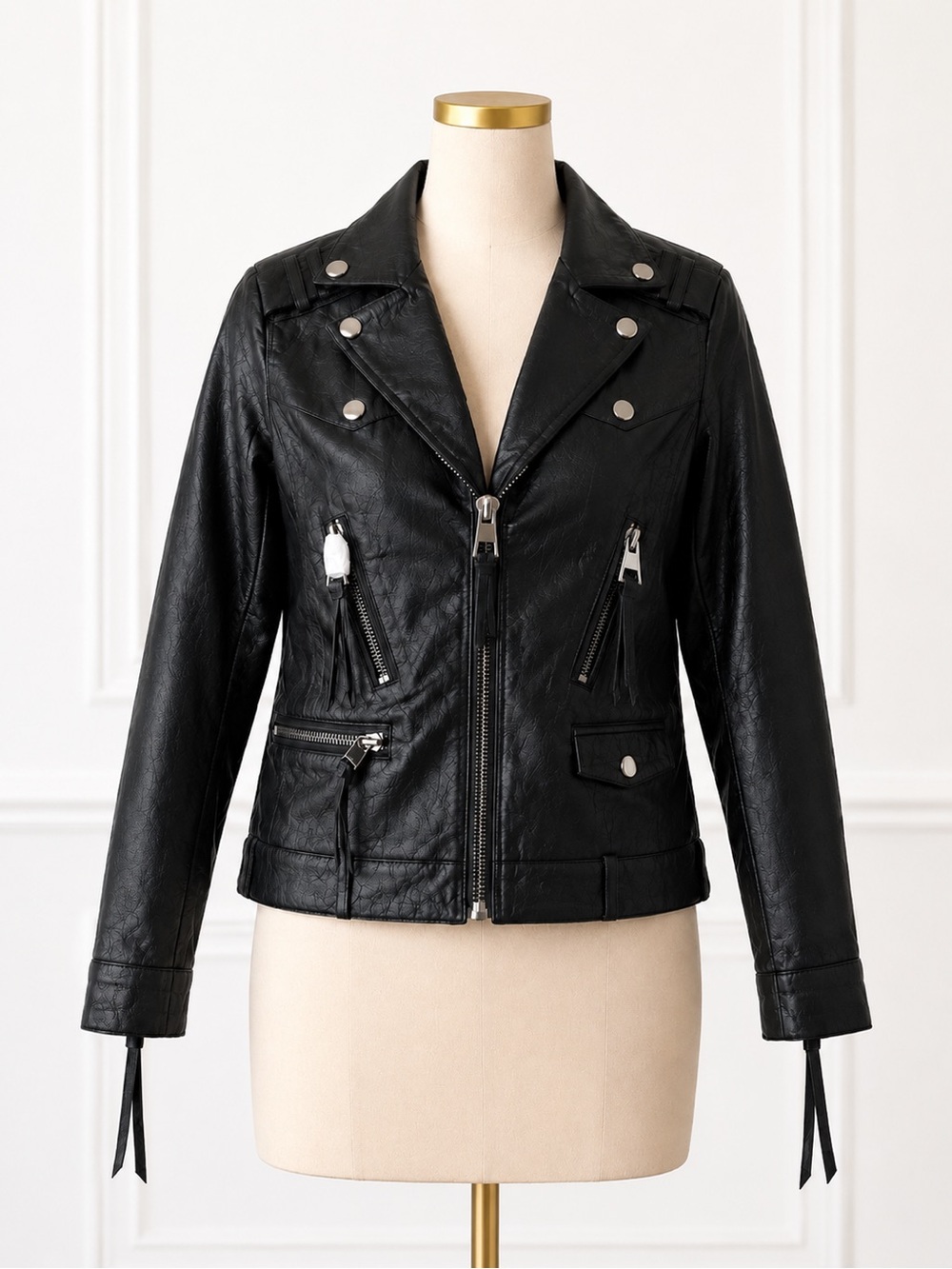 Choosy Black Faux Leather Moto Jacket Size S